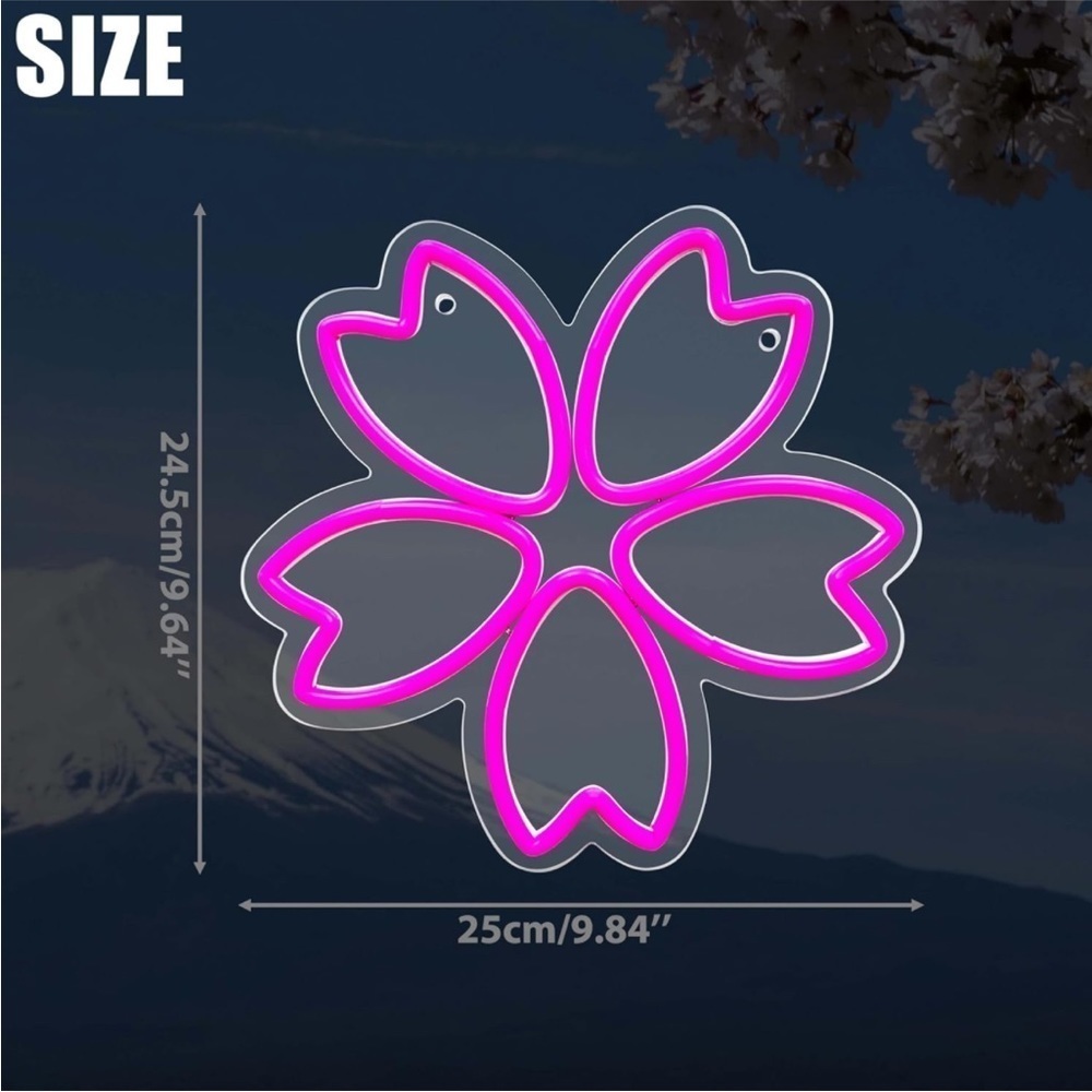 Neon Pink Sakura Japanese Flower Blossom Wall Kawaii Decor Light LED Indoor Gift - Picture 3 of 5